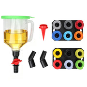 Prime 1 funnel front overview showing 1.5L body and shut-off valve for spill-free pours
