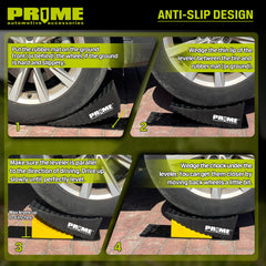 Prime 1 leveler in use under an RV tire improving stability on uneven ground