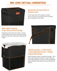 Pritent lid in use with trash dropped showcasing concealed odor benefit