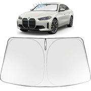 Proadsy front view of shade packaging showing fit for BMW i4, protecting interior