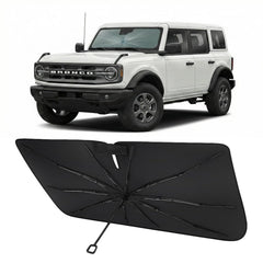 Proadsy front view installed on Bronco showing full windshield protection