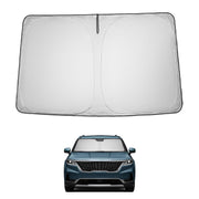 Proadsy front view showing custom cut for Kia Carnival and improved windshield coverage