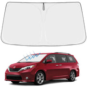Proadsy front view showing custom fit for Toyota Sienna windshield coverage benefit