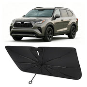 Proadsy front fit on Highlander showing full windshield coverage benefit