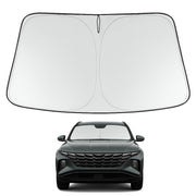Proadsy front view of custom-fit Tucson shade showing full windshield coverage and neat edges