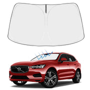 Proadsy front view of custom-fit XC60 shade showing full windshield coverage benefit