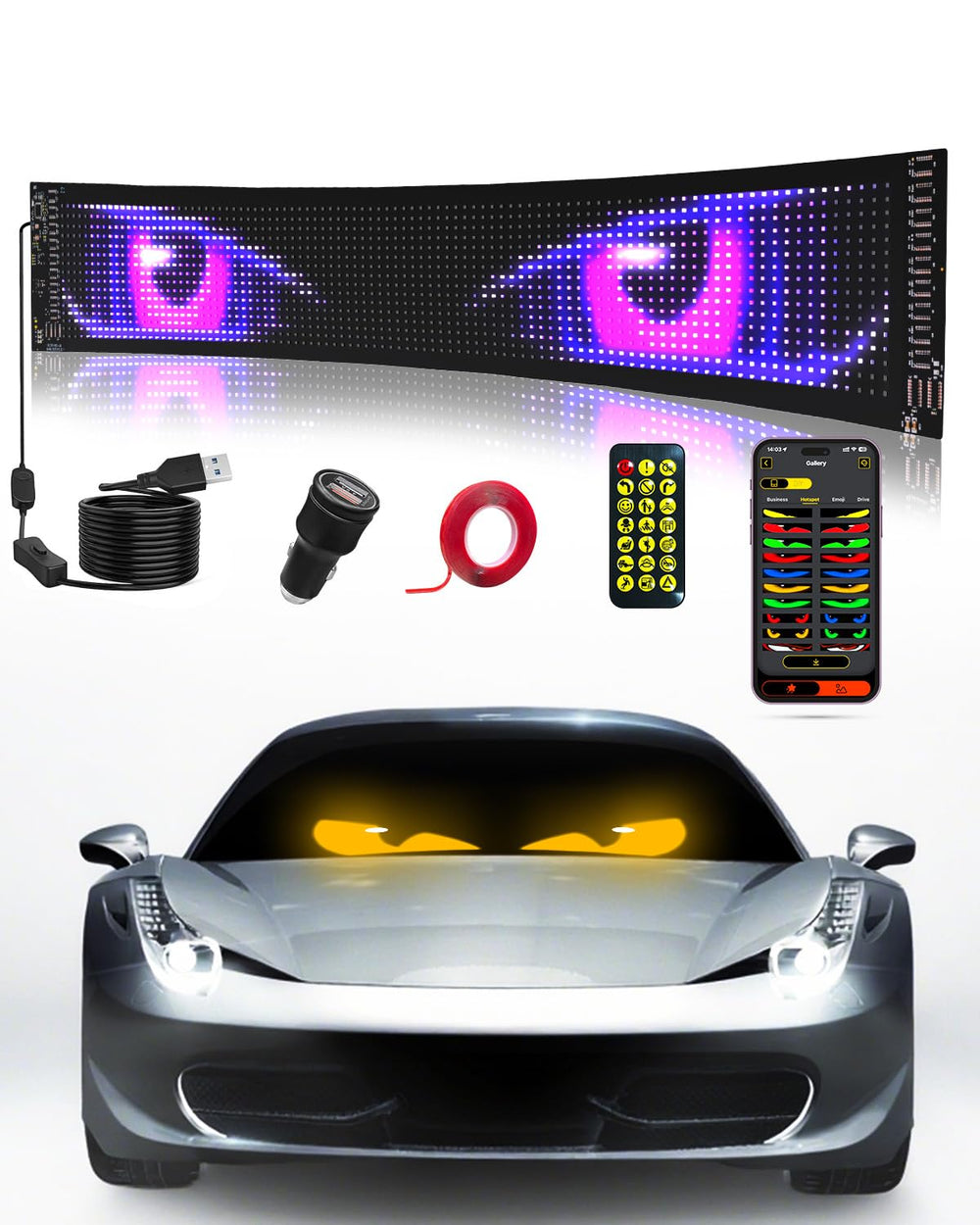 Probapro front view of devil eyes LED sign showing bright graphics and visibility