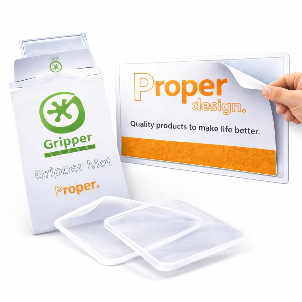 Proper Design gripper mat front view showing clean pad and secure grip benefit