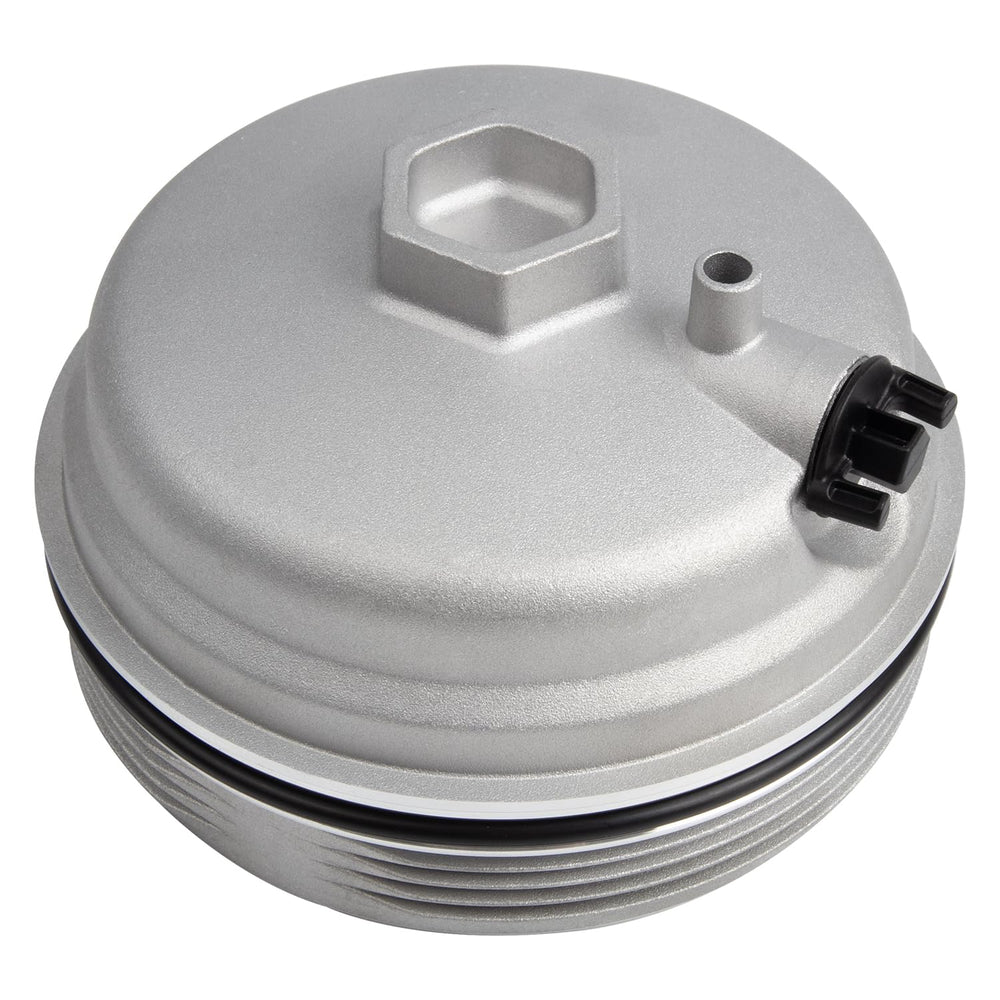 Prosentuo front view aluminum fuel filter cap showing robust design and fit