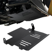 Prosentuo skid plate front view on Harley showing impact protection benefit