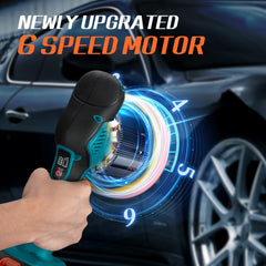 Protmex in use polishing car door, cordless freedom speeds up detailing
