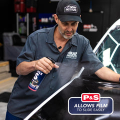P & S Triple S being applied to vinyl wrap surface for easier alignment