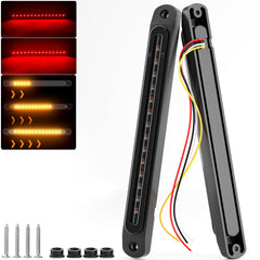 PSEQT front view smoked lens showing full strip and bright red/amber output
