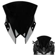 PSLER front-profile windscreen showing sleek black styling and improved wind deflection