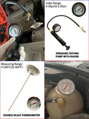 Punmew tool in use on a radiator neck showing precise testing benefit