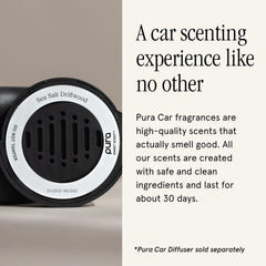 Pura Sea Salt Driftwood cartridge installed in car vent showing continuous freshness