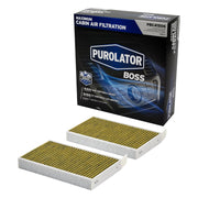 Purolator cabin air filter front view showing clean pleats and frame for improved air quality
