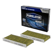 Purolator filter front view showing packaging and OEM fit benefits