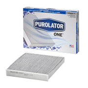 Purolator cabin filter front packaging showing model and clear fit benefit