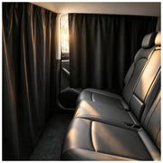 Purthog front view installed showing rear curtains blocking sunlight and increasing comfort