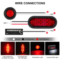 PVerandio 6 inch oval red LED tail light close-up highlighting bright visibility