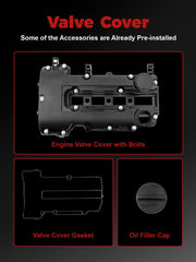PYHAUTO valve cover oil cap mounting area showing correct alignment benefit
