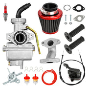 FVRITO PZ20 carburetor front view showing throttle linkage and jet access for easier tuning