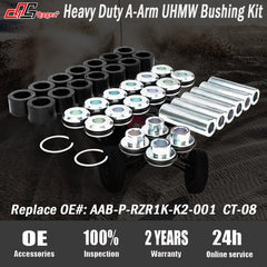 Qagea sleeves and bushings laid out to show included parts clearly