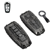 QBUC front view of black metal key fob cover showing sleek protection