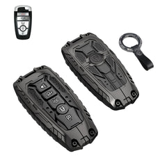QBUC front view of black metal key fob cover showing sleek protection