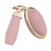 QBUC front view of pink Hyundai key fob cover showing neat fit and protection