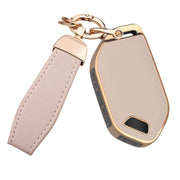 QBUC cream key fob cover front view showing clean fit and premium look