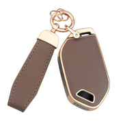 QBUC brown fob cover front view showing polished leather and neat fit