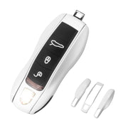 QBUC white key fob front view showing clean painted finish and button layout for easy identification
