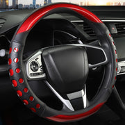 QCYP front view of red steering wheel cover showing sporty design and protection