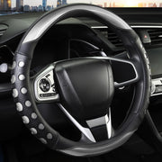 QCYP front view steering wheel cover gray shows protective fit and refreshed interior