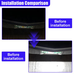 QEUOBUE installed on rear bumper improving nighttime plate visibility