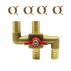 QEWHDJQ front view of brass heater bypass valve showing ports and durable body