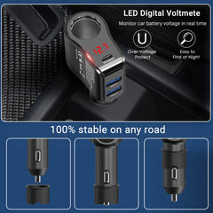 Qidoe plugged into car with cables attached, uninterrupted power benefit