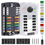 Qidoe front view fuse panel showing 12 circuits and organized layout for easy maintenance