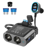 Qidoe front view showing sockets and ports with organized power