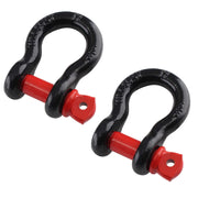 Qjaiune front view of two D ring shackles showing sturdy build and clear labeling for quick identification