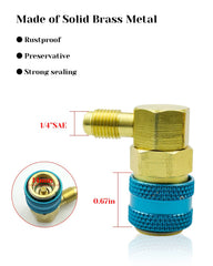 Qnbes R-134a snap coupler and silver adapter assembly for secure, leak-free hookup