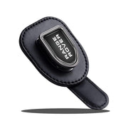 QOMAGO front view showing logo and sleek alloy-leather finish protecting glasses