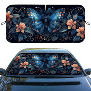 Qoueucc front view of folded sunshade showing butterfly design benefit sun protection