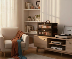 Qozary open zipper lid allowing easy access to CDs and protection from dust