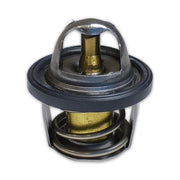 Quad Logic thermostat front view showing mounting face and benefits of correct coolant flow