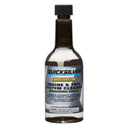 Quicksilver Quickleen front label showing product name and benefits for engine cleaning