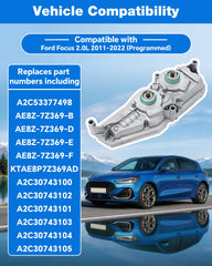Quixofiber TCM installed in Ford Focus transmission bay demonstrating direct-fit replacement benefit