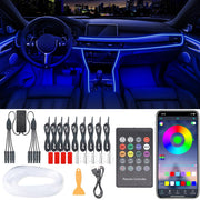 QVEVDACAR front view installed showing ambient cabin glow and visual appeal